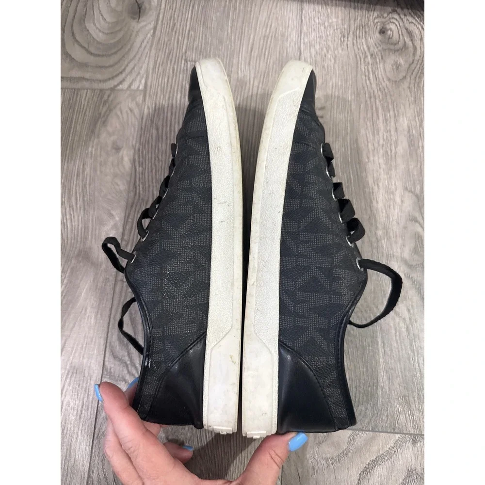 Michael Kors MK Monogram‎ Low Top Sneakers Black Lace Up Shoes Womens 10M